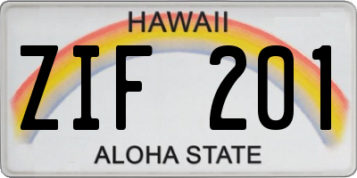 HI license plate ZIF201