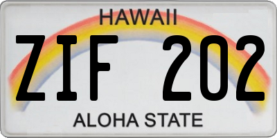 HI license plate ZIF202