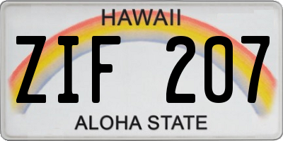 HI license plate ZIF207