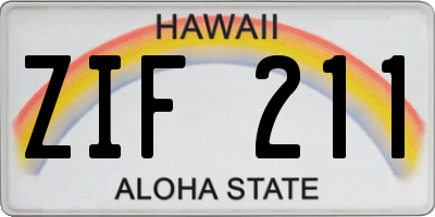 HI license plate ZIF211
