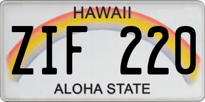 HI license plate ZIF220