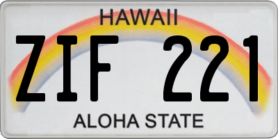 HI license plate ZIF221