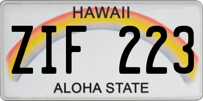 HI license plate ZIF223