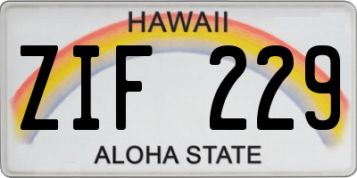 HI license plate ZIF229