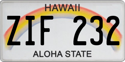 HI license plate ZIF232