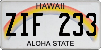 HI license plate ZIF233