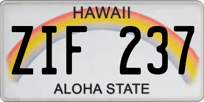 HI license plate ZIF237