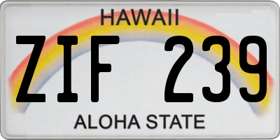 HI license plate ZIF239