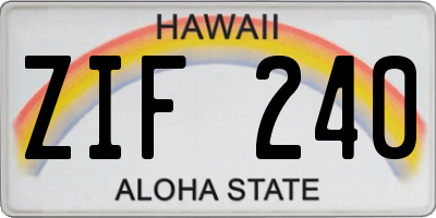 HI license plate ZIF240