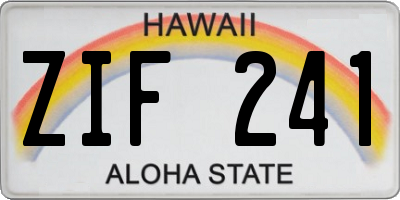 HI license plate ZIF241