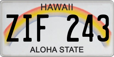 HI license plate ZIF243