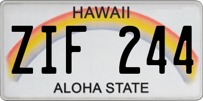 HI license plate ZIF244