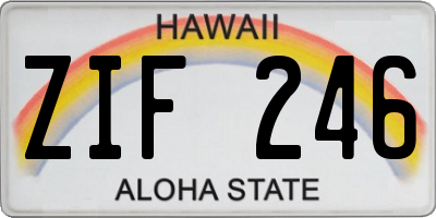 HI license plate ZIF246