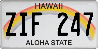 HI license plate ZIF247