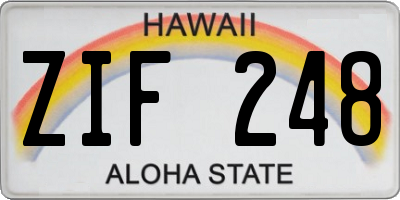 HI license plate ZIF248