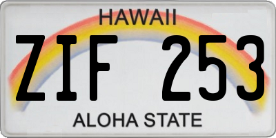 HI license plate ZIF253