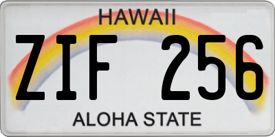 HI license plate ZIF256