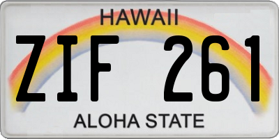 HI license plate ZIF261