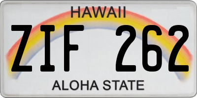 HI license plate ZIF262