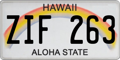 HI license plate ZIF263