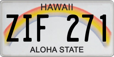HI license plate ZIF271