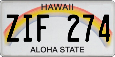 HI license plate ZIF274