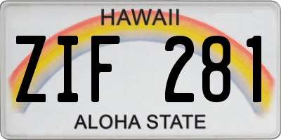 HI license plate ZIF281