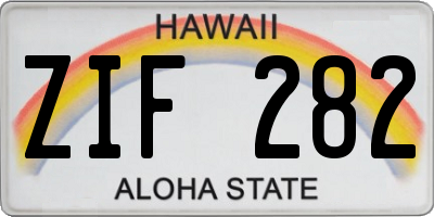 HI license plate ZIF282