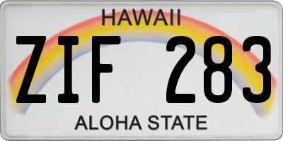 HI license plate ZIF283