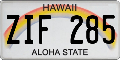 HI license plate ZIF285