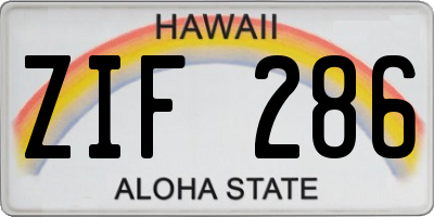 HI license plate ZIF286