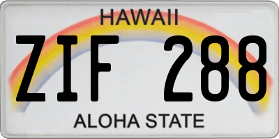 HI license plate ZIF288