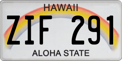 HI license plate ZIF291