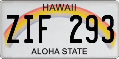 HI license plate ZIF293