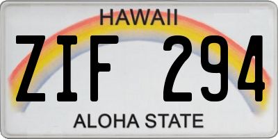HI license plate ZIF294