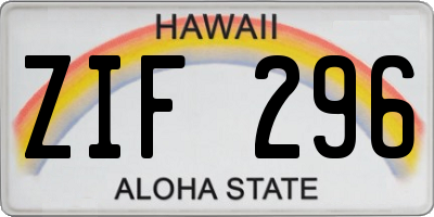 HI license plate ZIF296