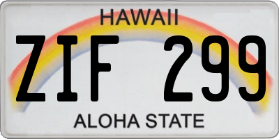 HI license plate ZIF299