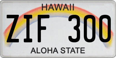 HI license plate ZIF300