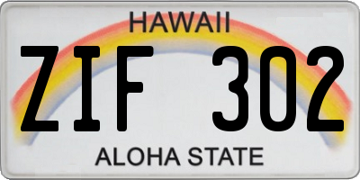 HI license plate ZIF302