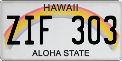 HI license plate ZIF303