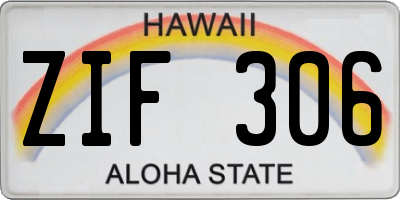 HI license plate ZIF306