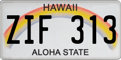 HI license plate ZIF313