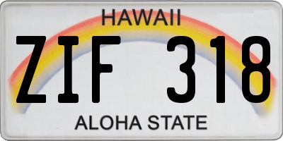 HI license plate ZIF318