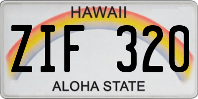 HI license plate ZIF320