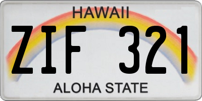 HI license plate ZIF321