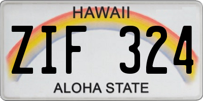 HI license plate ZIF324