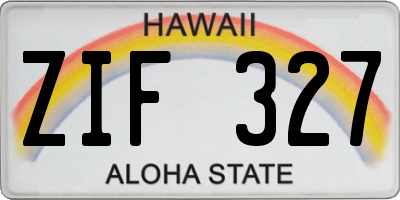 HI license plate ZIF327