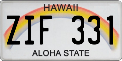 HI license plate ZIF331