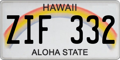 HI license plate ZIF332