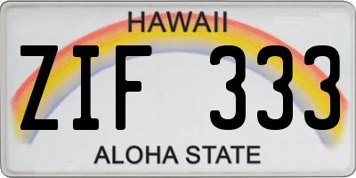 HI license plate ZIF333
